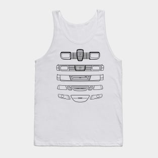 Saab evolution classic cars 1960s-2010s black outline graphic Tank Top